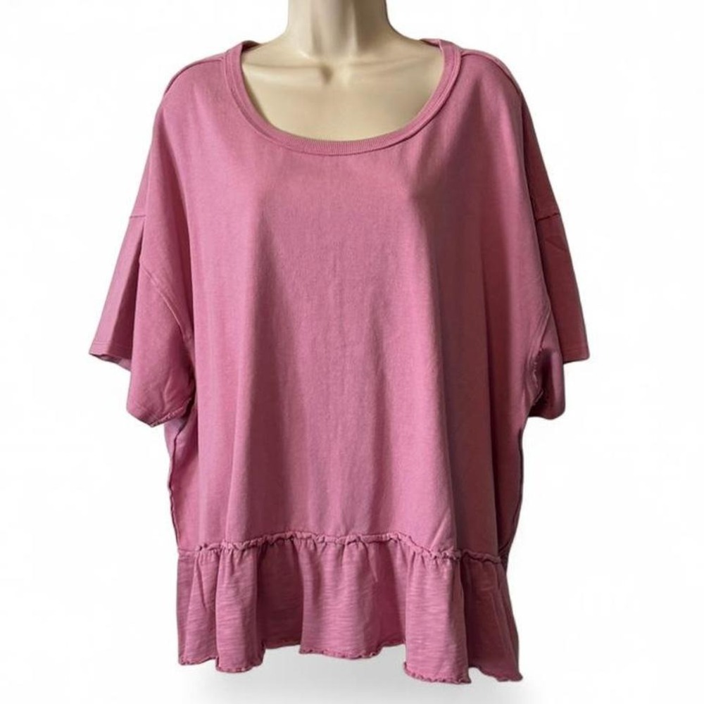 Torrid‎ Pink Terry Ruffle Hem Top, Women's Size 2X